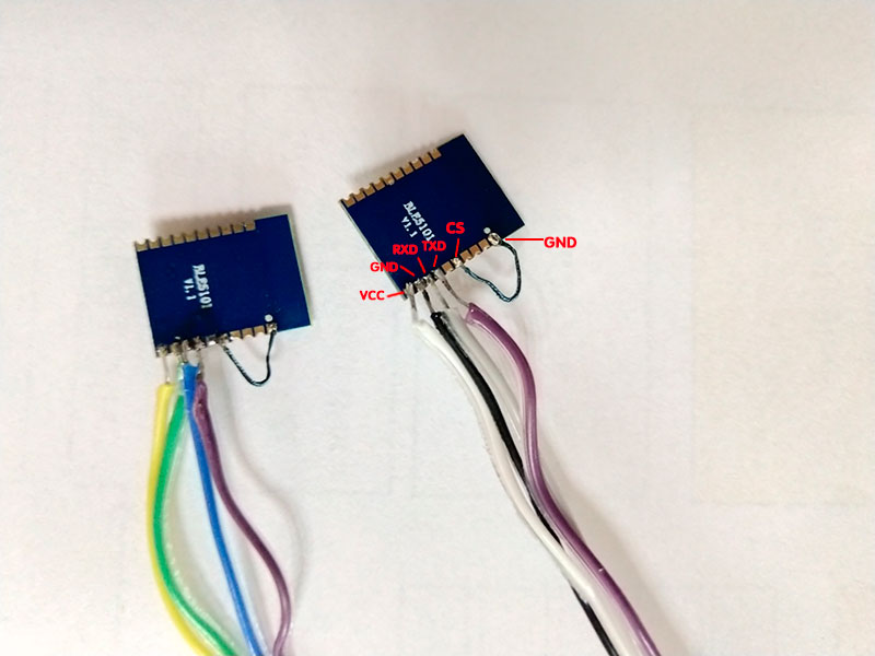 2個BLE5101模塊接線背面圖